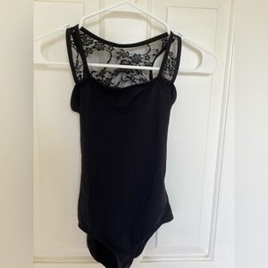 Black Ballet Leotard with lace design. Beautiful for class work. Size LC